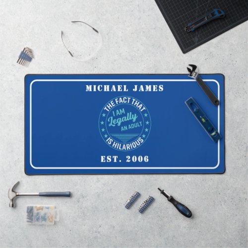 18 Years Old Blue  White Custom Name  Year Desk Mat