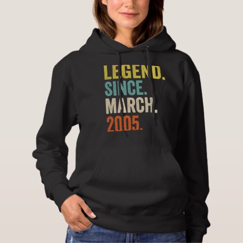 18 Years Old Boy Legend Since March 2005 18th Birt Hoodie