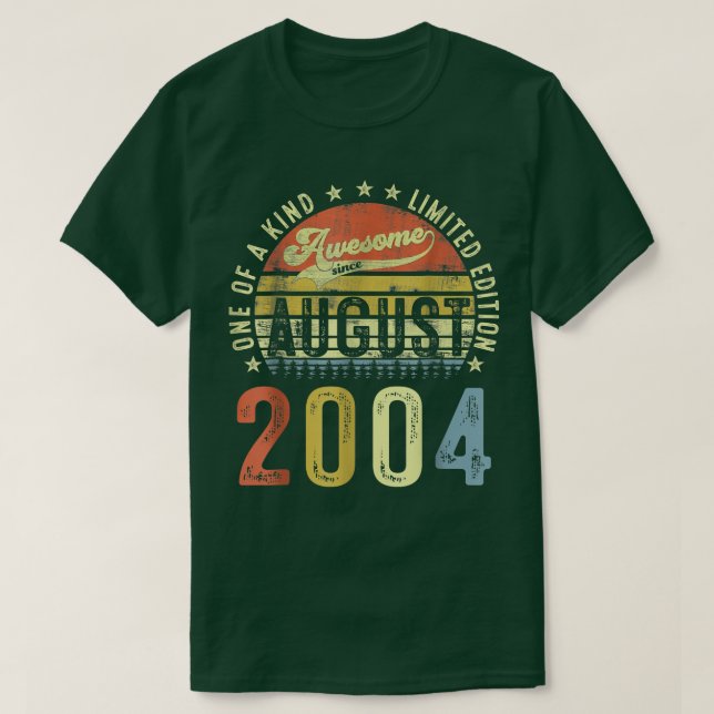 18 Years Old Funny Awesome Since August 2004 18th  T-Shirt (Design Front)
