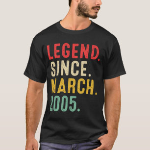 18 Years Old Legend Since March 2005  18th Birthda T-Shirt