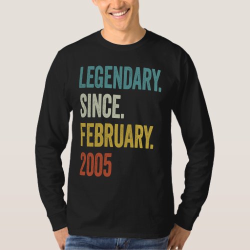 18 Years Old Legendary Since February 2005 18th Bi T_Shirt