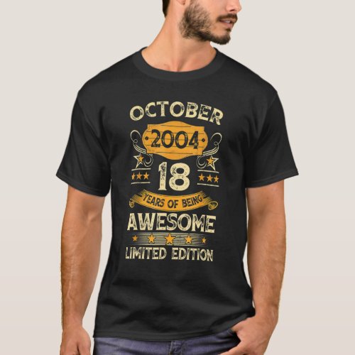 18 Years Old  Vintage October 2004 18th Birthday R T_Shirt