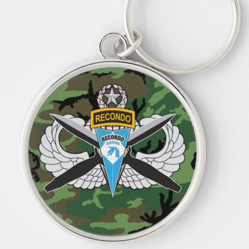 18th Abn Corps Recondo Button Keychain