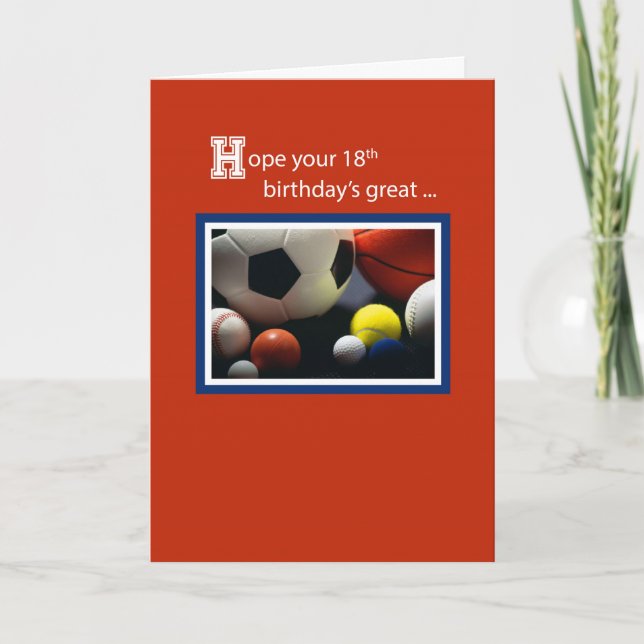 18th All Sports Birthday, Balls, Red Card (Front)