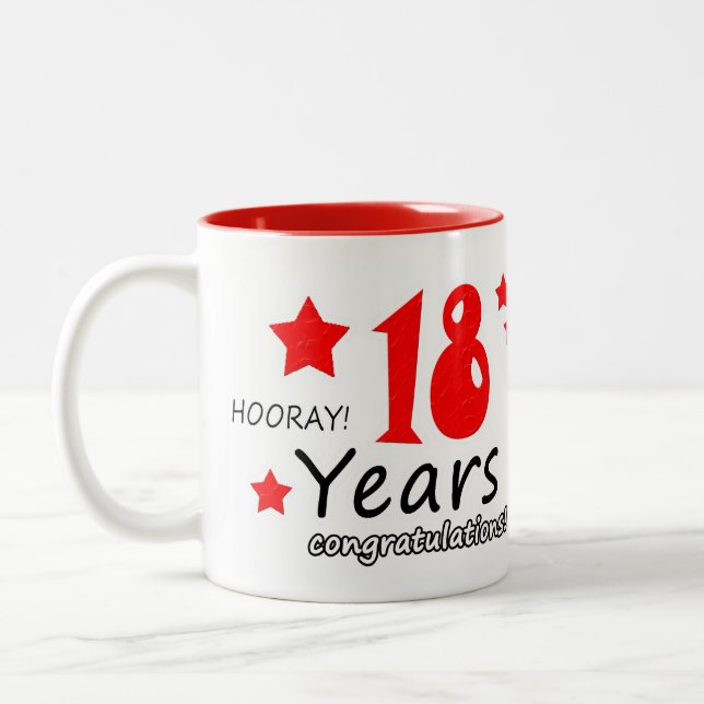 18th anniversary, 18 Years Wedding Anniversaries Two-Tone Coffee Mug (Left)