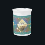 18th Anniversary Acquamarine Beverage Pitcher<br><div class="desc">For their 18th wedding anniversary,  why not the traditional gift of porcelain with a teapot adorned with my original porcelain,  cat's eye and acquamarine color graphics to honor their milestone!</div>