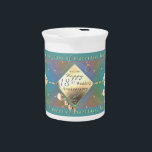 18th Anniversary Acquamarine Beverage Pitcher<br><div class="desc">For their 18th wedding anniversary,  why not the traditional gift of porcelain with a teapot adorned with my original porcelain,  cat's eye and acquamarine color graphics to honor their milestone!</div>
