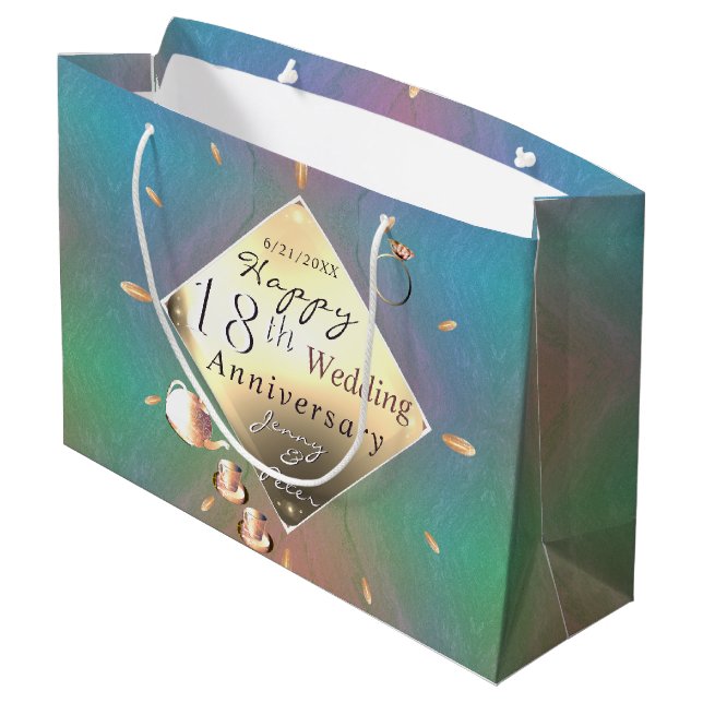 18th Anniversary Acquamarine (Color) Gift Bag (Back Angled)