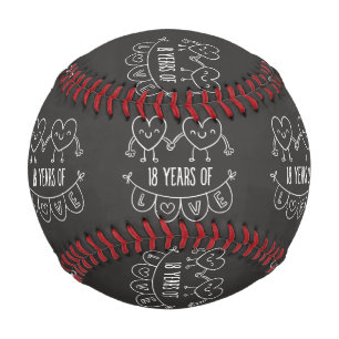 18th Anniversary Gift Chalk Hearts Baseball