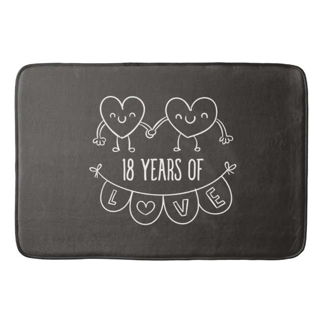 18th Anniversary Gift Chalk Hearts Bathroom Mat (Front)