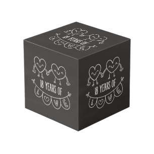 18th Anniversary Gift Chalk Hearts Cube
