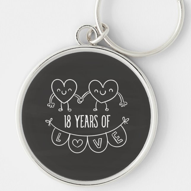 18th Anniversary Gift Chalk Hearts Keychain (Front)