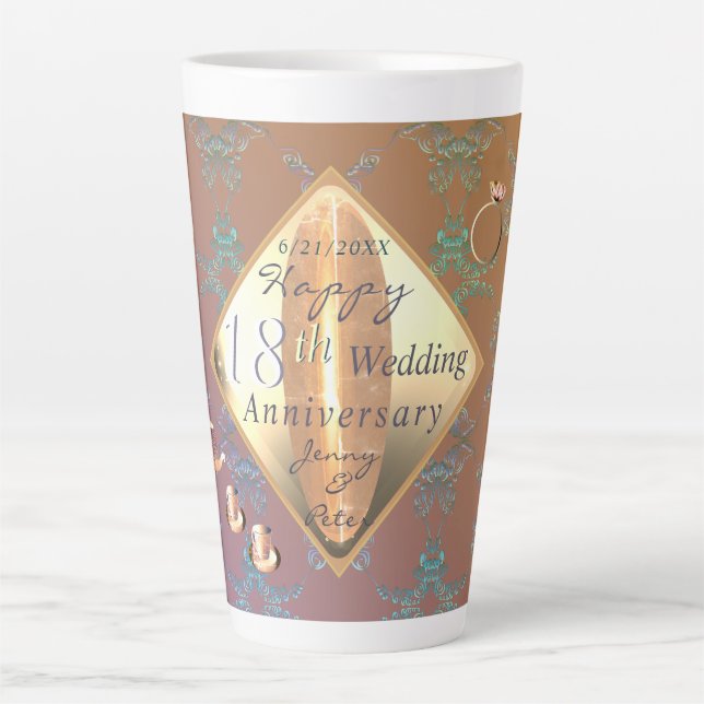 18th Anniversary Porcelain Cat's Eye Graphics Latt Latte Mug (Front)