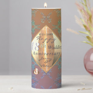 18th Anniversary Porcelain Cat's Eye Graphics Pillar Candle