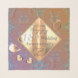 18th Anniversary Porcelain Cat's Eye Lavender Scarf