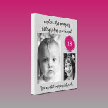18th birthday 2 photo grey pink canvas print<br><div class="desc">Premium Wrapped Canvas / Gift Idea for a milestone birthday.
Add a name and replace the 2 photos with your own.
The sample age shown is 18,  but can suit all ages.
You're amazing.
Your photos will automatically change to black and white.
Grey and pink.</div>