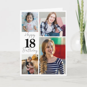 18th Birthday 4 Photo Collage Name Keepsake Card