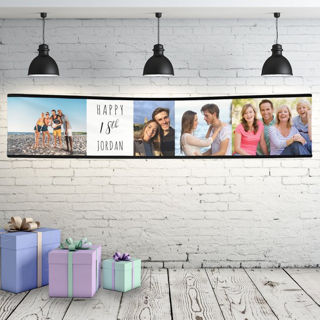 18th Birthday 4 Photo Strip Personalized Banner (Creator Uploaded)
