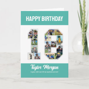 18th Birthday Anniversary Number 18 Photo Collage Card