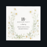 18th Birthday April Birth Month Flower Napkins<br><div class="desc">Pretty white daisies create a floral border. All text is editable.</div>