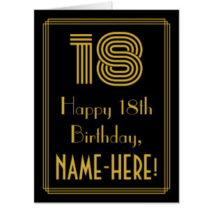18th Birthday: Art Deco Inspired Look “18” + Name Card