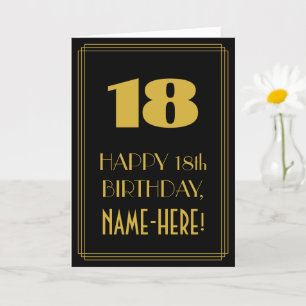 18th Birthday – Art Deco Inspired Look "18" & Name Card