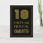 [ Thumbnail: 18th Birthday: Art Deco Inspired Look "18" & Name Card ]