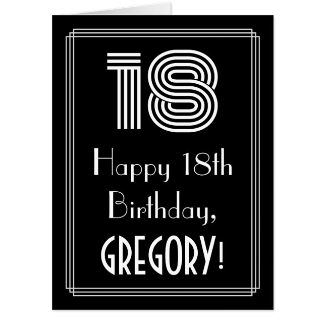 18th Birthday — Art Deco Inspired Look “18” + Name Card (Front)