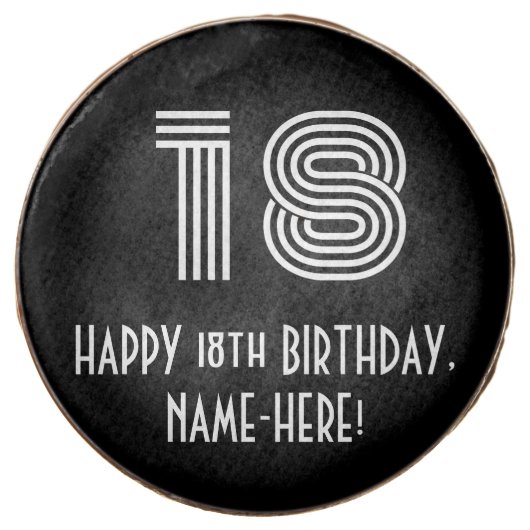 18th Birthday - Art Deco Inspired Look "18", Name Chocolate Covered Oreo (Front)