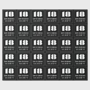 18th Birthday: Art Deco Inspired Look "18" & Name Wrapping Paper