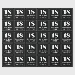 18th Birthday - Art Deco Inspired Look "18", Name Wrapping Paper