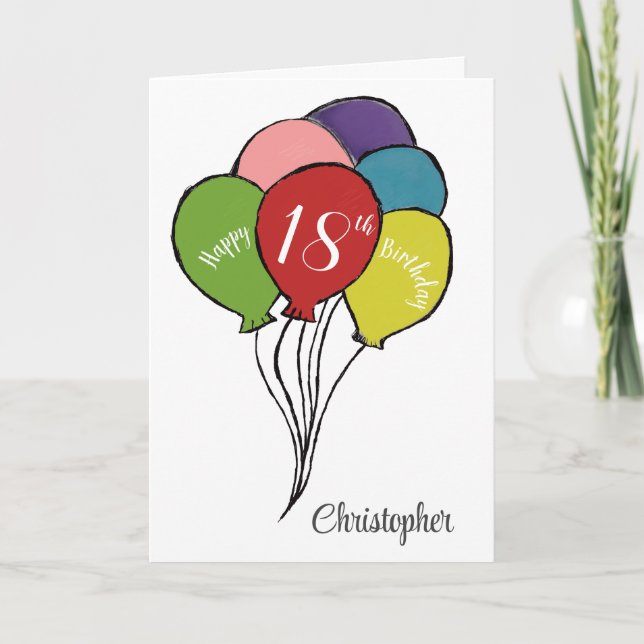 18th birthday balloon  holiday card (Front)