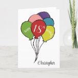 18th birthday balloon  holiday card<br><div class="desc">Personalized 18th birthday card with 3 an illustrated bunch of balloons. The outside of the design reads "happy 18th birthday" and includes space for a name of the person celebrating reaching adulthood. Inside the text can be customized to create your own individual and personal message. A great card for female...</div>