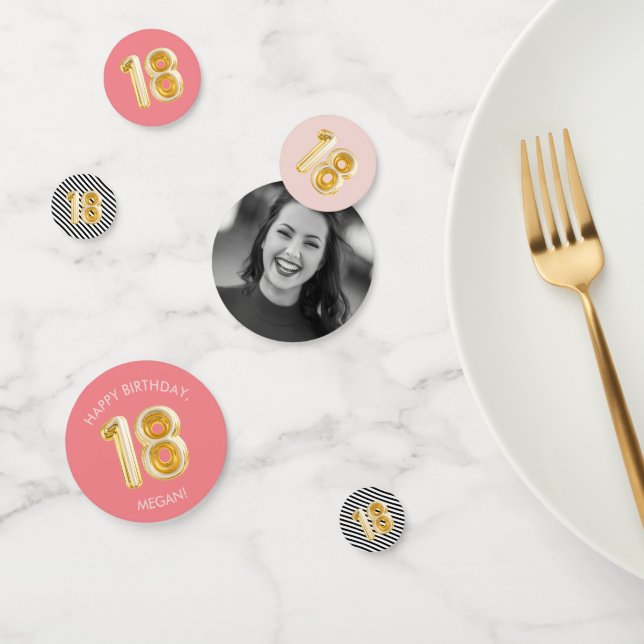 18th Birthday Balloon Party Pink Gold  Confetti (Group)