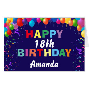 18th Birthday Balloons Navy Blue Extra Large Jumbo Card