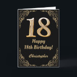 18th Birthday Black and Gold Glitter Frame Card<br><div class="desc">18th Birthday Black and Gold Glitter Frame. For further customization,  please click the "Customize it" button and use our design tool to modify this template.</div>