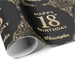 18th Birthday Black and Gold Glitter Frame Wrapping Paper<br><div class="desc">18th Birthday Black and Gold Glitter Frame Wrapping Paper. For further customization,  please click the "Customize it" button and use our design tool to modify this template.</div>