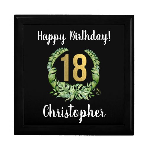 18th birthday black gold boys name gift box