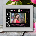 18th Birthday Black Gold Celebration Photo  Foil Prints<br><div class="desc">Real foil 18th birthday photo print with stars and sparkles. The black background makes the elegant pink script and gold stand out beautifully. Personalize with own name. Lovely keepsake to give to a loved one on their birthday.</div>