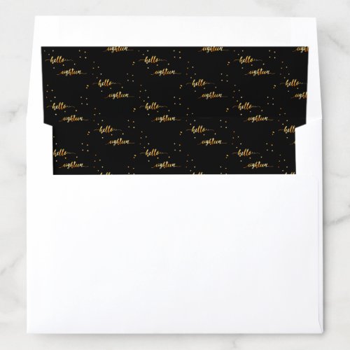 18th birthday black gold hello 18 typography envelope liner