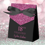 18th Birthday Black Hot Pink Glitter Thank You Favor Boxes<br><div class="desc">This fabulous modern 18th Birthday Black Hot Pink Glitter Thank You favor box with sparkling hot pink glitter, the birthday girl's name in a trendy script font, and tied with an elegant black bow would be perfect for your event. It would be great for a candy station, on a thank...</div>
