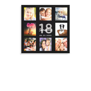 18th birthday black photo collage name canvas print