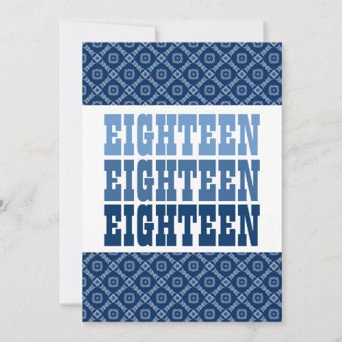 18th Birthday Blue Diamonds Squares Ver 51g Z151g Custom Invitation