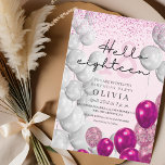 18th Birthday Blush Pink Glitter Balloons Invitation<br><div class="desc">Modern black and pink with silver invitation Template is perfect for stylish birthday party. Elegant-minimalistic themed invite is full of fun and modern design elements,  elegant calligraphy and modern fonts. Birthdays are special days,  and this invite can help it make a memorable for friends.</div>