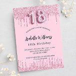 18th Birthday blush pink glitter drips luxury Invitation<br><div class="desc">A modern,  stylish and glamorous invitation for a girl's 18th birthday party.  A blush pink background with faux glitter drip,  paint dripping look. The name is written with a modern hand lettered style script.  Personalize and add your party details.  Number 18 is written with a balloon style font,  script.</div>