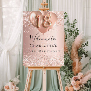 18th Birthday blush rose gold balloons welcome  Foam Board