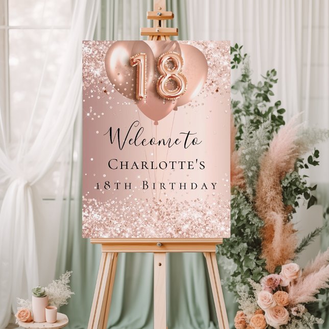 18th Birthday blush rose gold balloons welcome  Foam Board (Creator Uploaded)