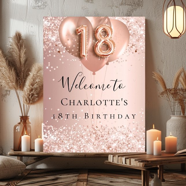 18th Birthday blush rose gold balloons welcome  Poster (Creator Uploaded)