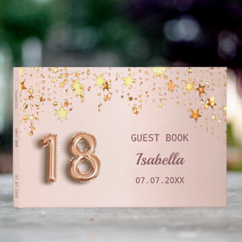 18th birthday blush rose gold stars name guest book