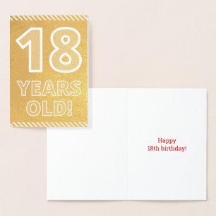 18th Birthday: Bold "18 YEARS OLD!" Gold Foil Card